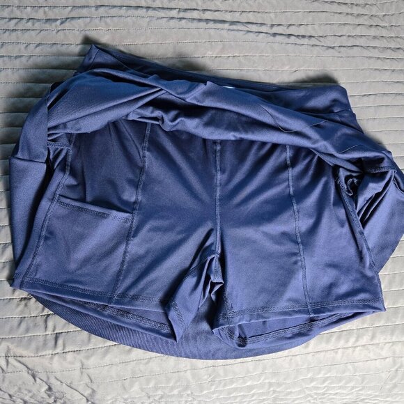 NWT Greg Norman Crossover Flounce Pull-On Golf Skort 18" - L Navy - Picture 3 of 6